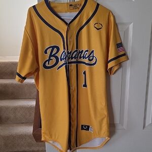 Yellow Savannah Bananas Baseball Jersey with Navy Trim M Medium # 1 Evoshield